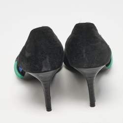 Pre Owned Salvatore Ferragamo Multicolor Lizard Leather and Ostrich Leather Cut Out Pumps Size 40