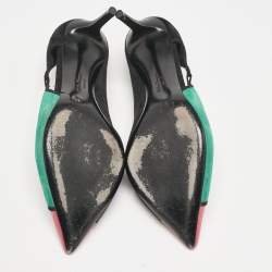 Pre Owned Salvatore Ferragamo Multicolor Lizard Leather and Ostrich Leather Cut Out Pumps Size 40