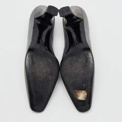 Pre Owned Salvatore Ferragamo Grey Leather Round Toe Pumps Size 40.5