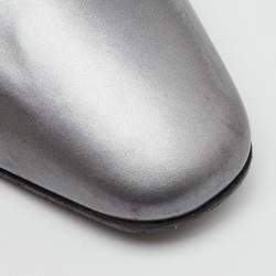 Pre Owned Salvatore Ferragamo Grey Leather Round Toe Pumps Size 40.5