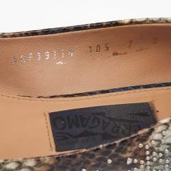 Salvatore Ferragamo Multicolor Python Embossed Leather Varina Bow Ballet Flats Size 37.5