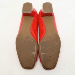 Salvatore Ferragamo Red Patent Leather Elinda Block Heel Bow Pumps Size 39.5