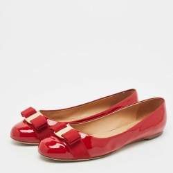 Salvatore Ferragamo Red Patent Leather Varina Ballet Flats Size 39