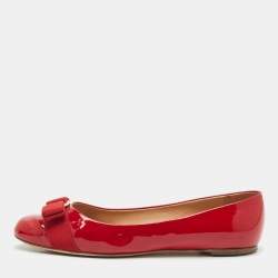 Salvatore Ferragamo Red Patent Leather Varina Ballet Flats Size 39