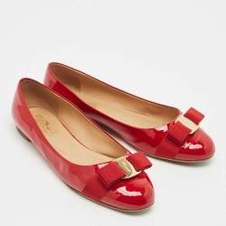 Salvatore Ferragamo Red Patent Leather Varina Ballet Flats Size 39