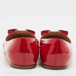 Salvatore Ferragamo Red Patent Leather Varina Ballet Flats Size 39