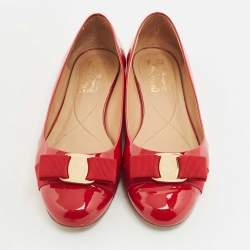 Salvatore Ferragamo Red Patent Leather Varina Ballet Flats Size 39