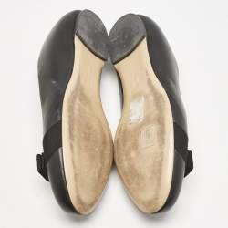 Salvatore Ferragamo Black Leather Vara Bow Ballet Flats Size 40.5