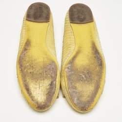 Salvatore Ferragamo Yellow Python Embossed Varina Ballet Flats Size 39