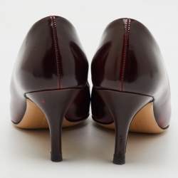 Salvatore Ferragamo Burgundy Leather Vara Bow Pumps Size 36.5