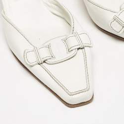 Pre Owned Salvatore Ferragamo White Leather Slingback Pumps Size 38