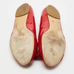 Salvatore Ferragamo Red Patent Leather Varina Bow Ballet Flats Size 39