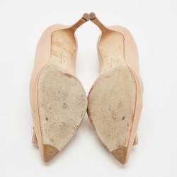 Pre Owned Salvatore Ferragamo Blush Pink Leather Bow Pumps Size 37.5