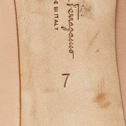 Pre Owned Salvatore Ferragamo Blush Pink Leather Bow Pumps Size 37.5