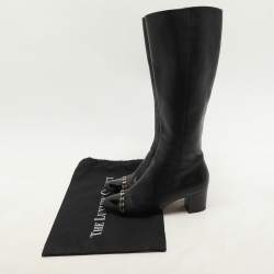 Salvatore Ferragamo Black Leather Cap Toe Nanni Knee Length Boots Size 35.5