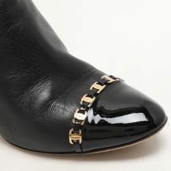 Salvatore Ferragamo Black Leather Cap Toe Nanni Knee Length Boots Size 35.5