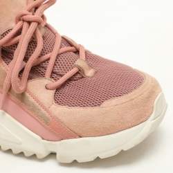 Salvatore Ferragamo Pink Suede And Mesh Skylar Low Top Sneakers Size 36.5