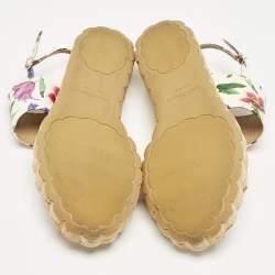 Salvatore Ferragamo Multicolor Floral Print Leather Lusia Flat Sandals Size 38.5