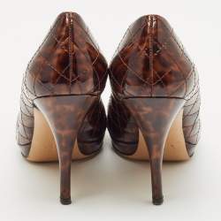 Salvatore Ferragamo Brown Patent Leather Vara Bow Pumps Size 39