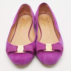 Salvatore Ferragamo Purple Suede Varina Ballet Flats Size 37