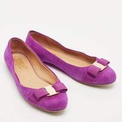 Salvatore Ferragamo Purple Suede Varina Ballet Flats Size 37