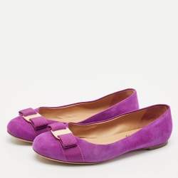 Salvatore Ferragamo Purple Suede Varina Ballet Flats Size 37