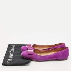 Salvatore Ferragamo Purple Suede Varina Ballet Flats Size 37