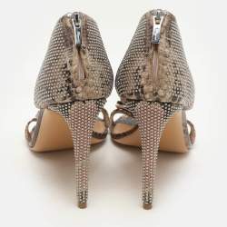 Salvatore Ferragamo Multicolor Python Embossed Leather Bow T Strap Sandals Size 39.5