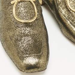 Salvatore Ferragamo Gold Foil Leather Lana Loafers Size 35