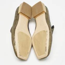 Salvatore Ferragamo Gold Foil Leather Lana Loafers Size 35