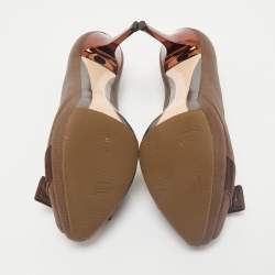 Salvatore Ferragamo Metallic Leather Vara Bow Peep Toe Pumps Size 38.5