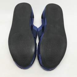 Salvatore Ferragamo Blue/Black Colorblock Stretch Fabric Wedge Platform Sandals Size 39