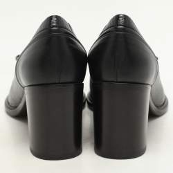 Salvatore Ferragamo Black Lizard Embossed Leather Vara Bow Block Heels Pumps Size 39