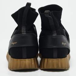 Salvatore Ferragamo Black Fabric Sock High Top Sneakers Size 39.5