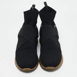 Salvatore Ferragamo Black Fabric Sock High Top Sneakers Size 39.5
