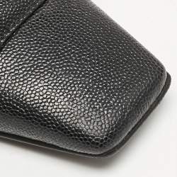 Pre Owned Salvatore Ferragamo Black Leather Square Toe Pumps Size 37