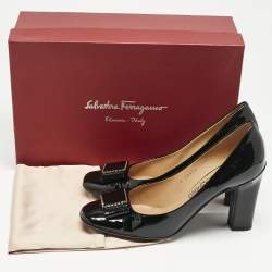 Salvatore Ferragamo Black Patent Leather Selia Pumps Size 40
