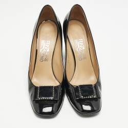 Salvatore Ferragamo Black Patent Leather Selia Pumps Size 40
