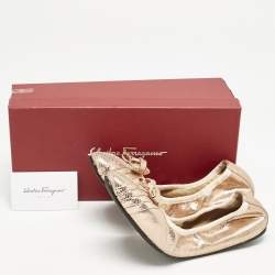 Salvatore Ferragamo Metallic Rose Gold Suede My Joy Scrunch Ballet Flats Size 40.5