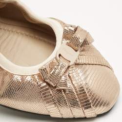 Salvatore Ferragamo Metallic Rose Gold Suede My Joy Scrunch Ballet Flats Size 40.5