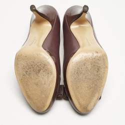 Salvatore Ferragamo Dark Purple Leather Tina Pumps Size 37.5