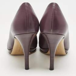 Salvatore Ferragamo Dark Purple Leather Tina Pumps Size 37.5