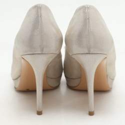 Salvatore Ferragamo Gold Nubuck Leather Talia Peep Toe Pumps Size 36