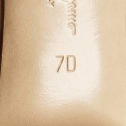 Salvatore Ferragamo Beige Patent Leather Vara Bow Pumps Size 37.5
