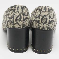 Salvatore Ferragamo Grey/Beige Gancini Canvas Garda Pumps Size 40.5