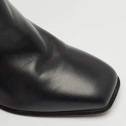 Salvatore Ferragamo Black Leather Gancini Knee Length Boots Size 38
