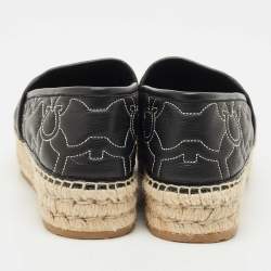 Salvatore Ferragamo Black Leather Kim Gal Espadrille Loafers Size 40