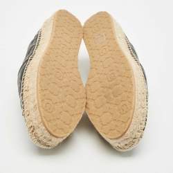 Salvatore Ferragamo Black Leather Kim Gal Espadrille Loafers Size 40