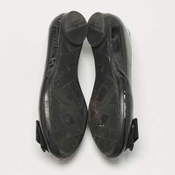 Pre Owned Salvatore Ferragamo Black Patent Leather Bow Ballet Flats Size 35.5
