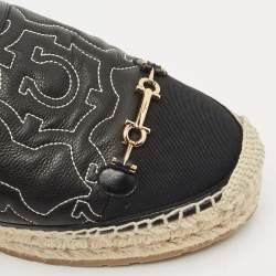 Salvatore Ferragamo Black Leather Kim Gal Espadrille Loafers Size 40